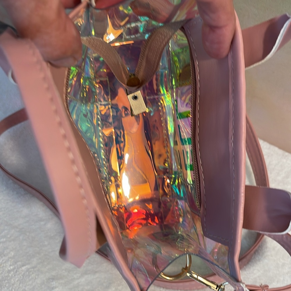 Clear Reflective Crossbody Hello Weekend Pink EUC - Picture 3 of 7